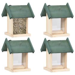 Mangeoires &agrave; oiseaux 4 pcs Bois de sapin