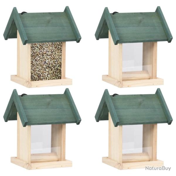 Mangeoires � oiseaux 4 pcs Bois de sapin
