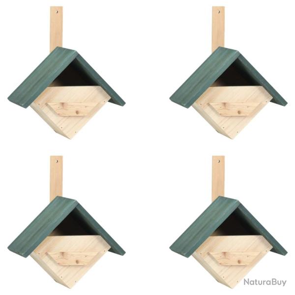 Nichoirs 4 pcs 24x16x30 cm Bois de sapin