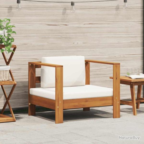 Chaise de avec coussin Cr�me Bois d'acacia solide