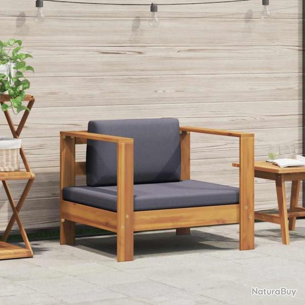 Chaise de avec coussin Gris fonc� Bois d'acacia solide