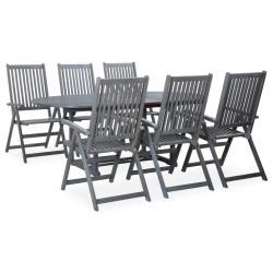 Ensemble &agrave; manger d'ext&eacute;rieur 7 pcs Bois d'acacia solide Gris