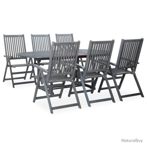 Ensemble � manger d'ext�rieur 7 pcs Bois d'acacia solide Gris