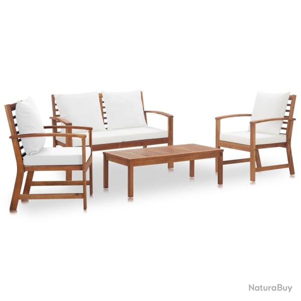 Salon de avec coussins 4 pcs Bois d'acacia solide