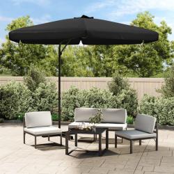 Parasol de avec m&acirc;t en acier 300 cm Noir