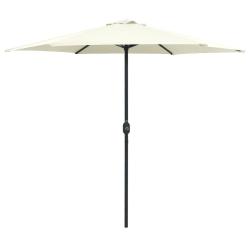 Parasol de et m&acirc;t en aluminium 270x246 cm Blanc sable