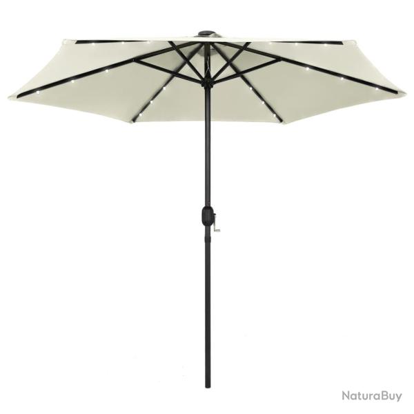 Parasol de et lumi�res LED m�t en aluminium blanc sable