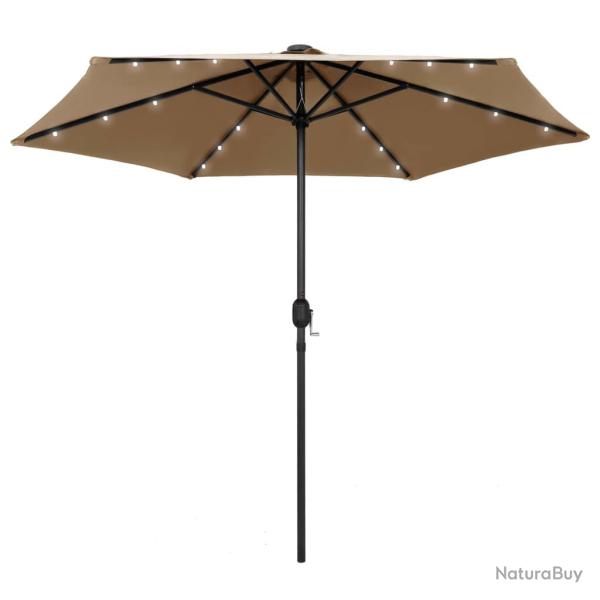 Parasol de avec lumi�res LED et m�t en aluminium taupe