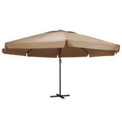 Parasol de avec m&acirc;t en aluminium 600 cm taupe