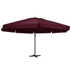 Parasol de et m&acirc;t en aluminium 600 cm rouge bordeaux