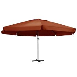 Parasol de avec m&acirc;t en aluminium 600 cm terre cuite