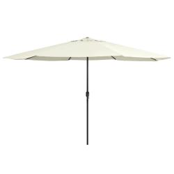Parasol de avec m&acirc;t en m&eacute;tal 390 cm blanc sable