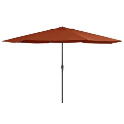 Parasol de avec m&acirc;t en m&eacute;tal 390 cm terre cuite