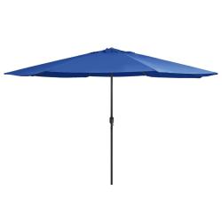 Parasol de avec m&acirc;t en m&eacute;tal 390 cm bleu azur&eacute;