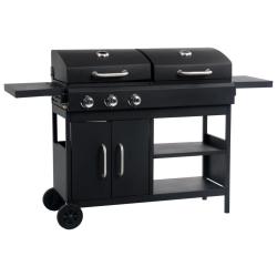 Barbecue gril combo &agrave; gaz et au charbon avec 3 br&ucirc;leurs