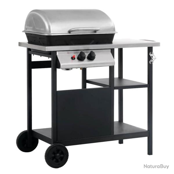 Barbecue � gaz avec tablette � 3 couches Noir et argent�