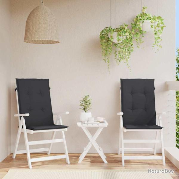 Coussins de chaise de � dossier haut lot de 2 noir tissu