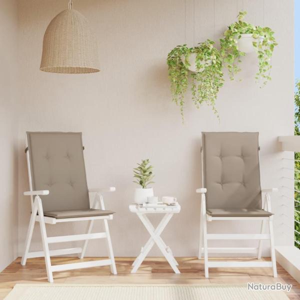 Coussins de chaise de dossier haut lot de 2 taupe tissu