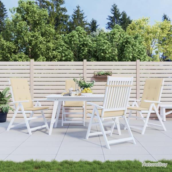 Coussins de chaise de dossier haut lot de 4 beige tissu