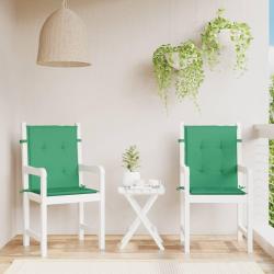 Coussins de chaise de &agrave; dossier bas lot de 2 vert