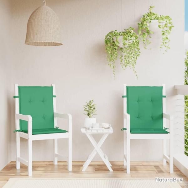 Coussins de chaise de � dossier bas lot de 2 vert