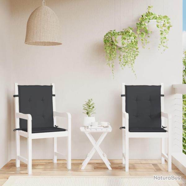 Coussins de chaise de � dossier bas lot de 2 noir