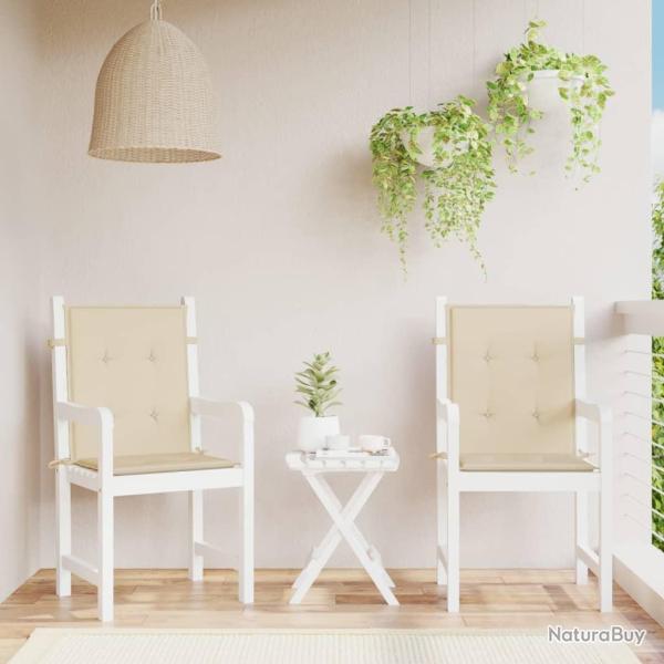 Coussins de chaise de � dossier bas lot de 2 beige