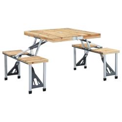 Table pliable de camping avec 4 si&egrave;ges Acier Aluminium