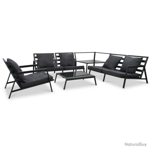 Salon de 5 pcs avec coussins Aluminium Gris fonc�