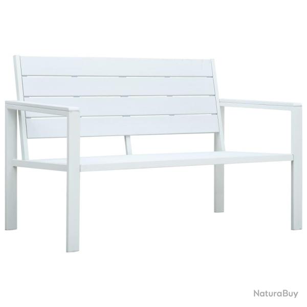 Banc de 120 cm PEHD Blanc Aspect de bois