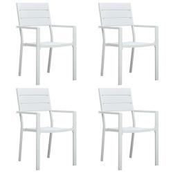 Chaises de lot de 4 Blanc PEHD Aspect de bois