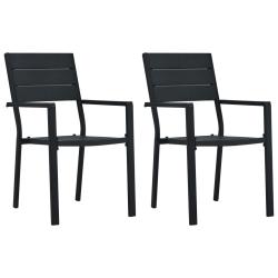 Chaises de lot de 2 Noir PEHD Aspect de bois