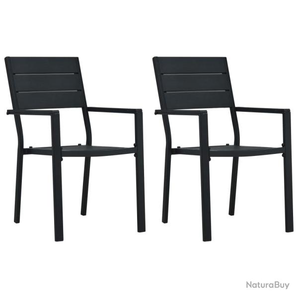 Chaises de lot de 2 Noir PEHD Aspect de bois