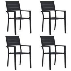 Chaises de lot de 4 Noir PEHD Aspect de bois