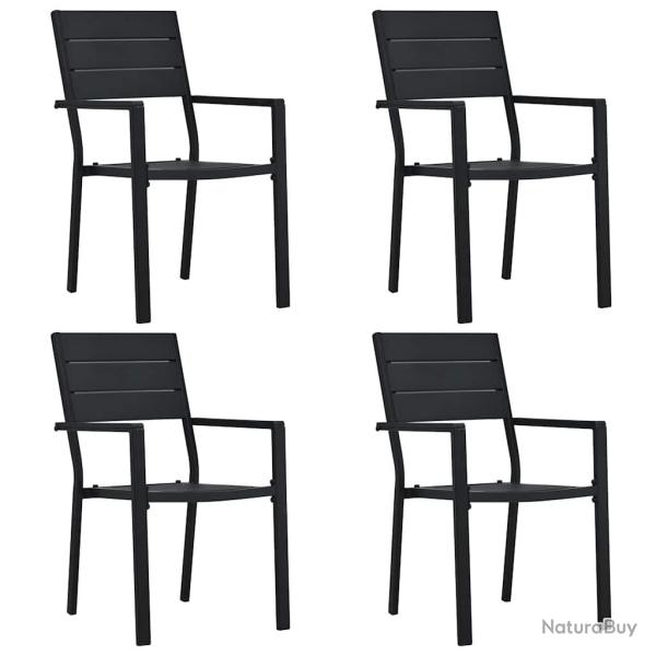 Chaises de lot de 4 Noir PEHD Aspect de bois