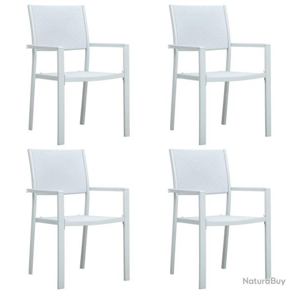 Chaises de lot de 4 Blanc Plastique Aspect de rotin
