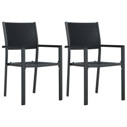 Chaises de lot de 2 Noir Plastique Aspect de rotin