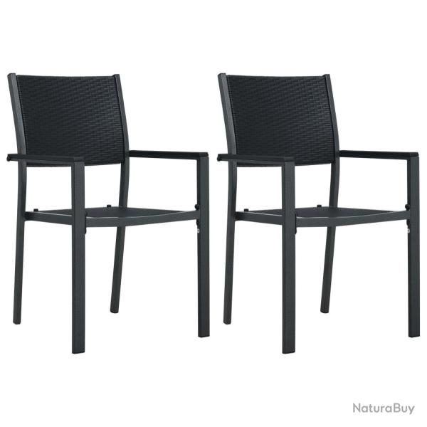 Chaises de lot de 2 Noir Plastique Aspect de rotin