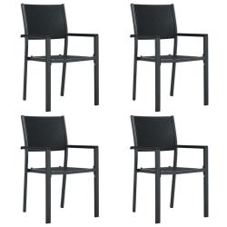 Chaises de lot de 4 Noir Plastique Aspect de rotin