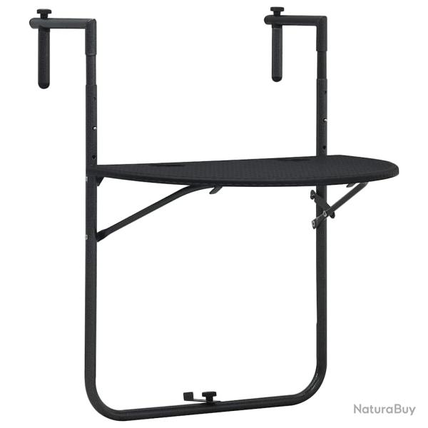 Table de balcon Noir 60x64x83,5 cm Plastique Aspect de rotin