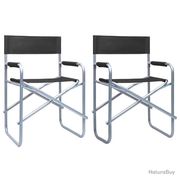 Chaises de metteur en sc�ne lot de 2 Acier Noir