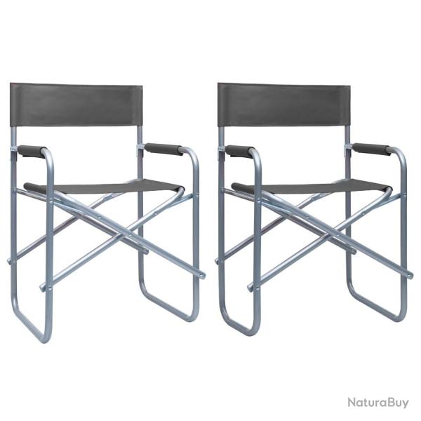 Chaises de metteur en sc�ne lot de 2 Acier Gris