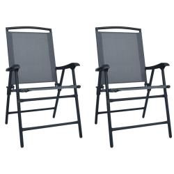 Chaises de pliables lot de 2 Textil&egrave;ne Gris