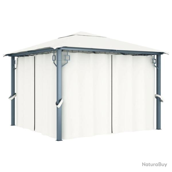 Tonnelle avec rideau 300x300 cm Cr�me Aluminium