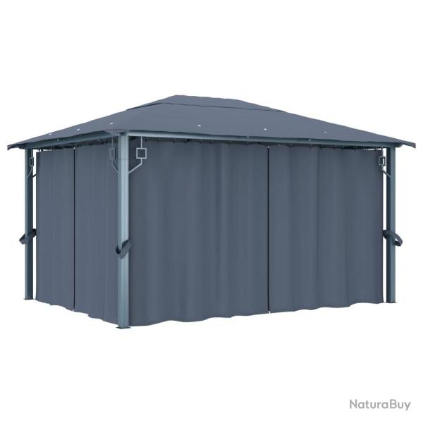 Tonnelle avec rideau 400x300 cm Anthracite Aluminium