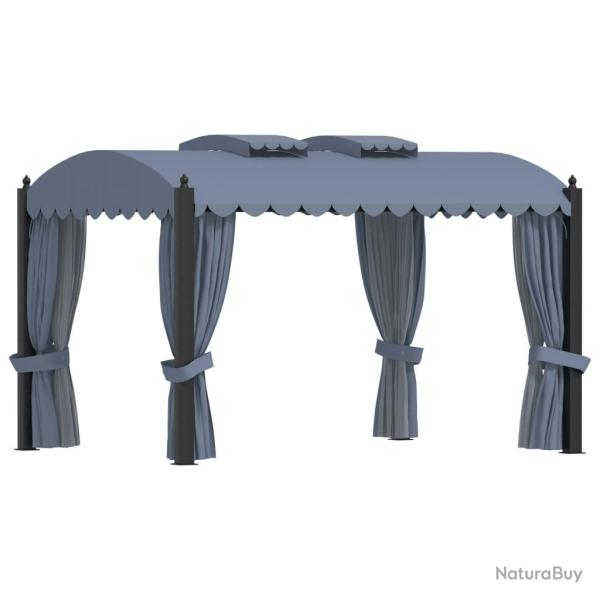 Tonnelle avec rideaux 3x4 m Anthracite Acier
