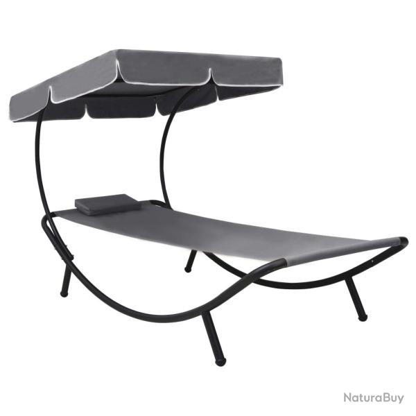 Lit de repos d'ext�rieur avec auvent et oreiller Gris