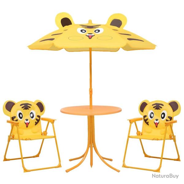 Ensemble de bistro avec parasol pour enfants 3 pcs Jaune