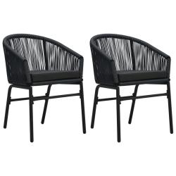 Chaises de lot de 2 Noir Rotin PE