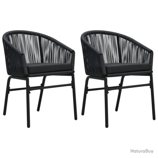 Chaises de lot de 2 Noir Rotin PE